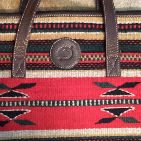 Western Born AZTEC Wool Red Kalim Southwest Shoulder Bag LEATHER Handles EPLC - Picture 4 of 16